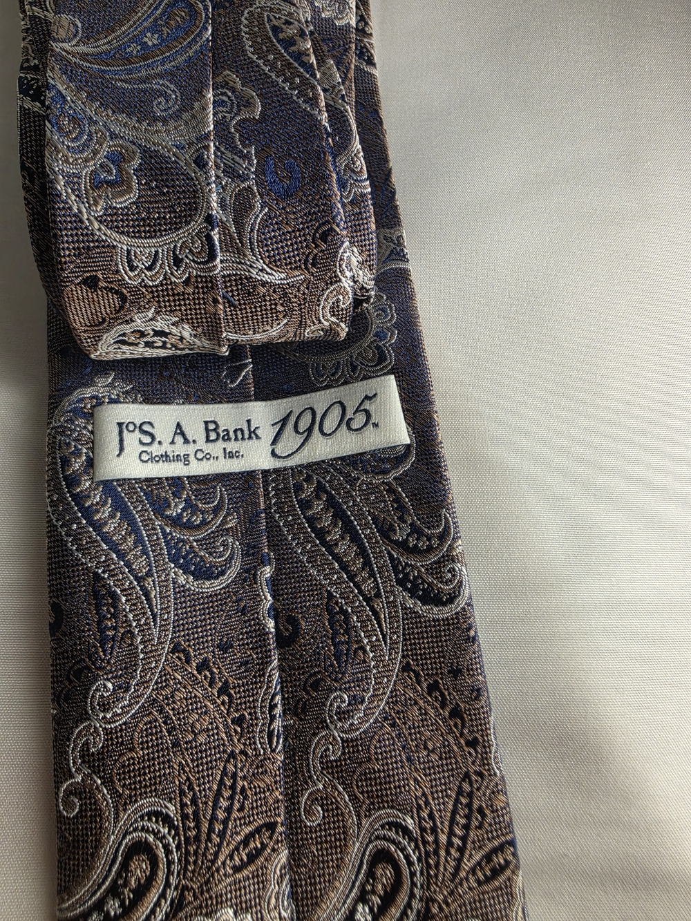Jos. A. Bank Brown and Blue Paisley Silk Tie
